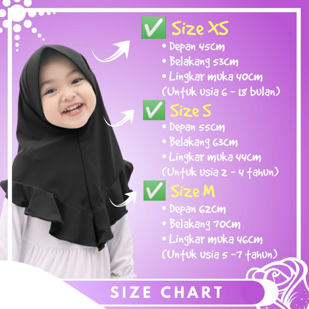 GRATIS BORDIR NAMA Kerudung Anak Jilbab Hijab Anak Bayi Perempuan 2 Bulan sampai 10 tahun