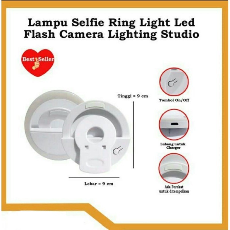 SELFIE RING LIGHT/ LAMPU SELFIE/ RING SELFIE/ RING LIGHT/ RECHARGE BATERY