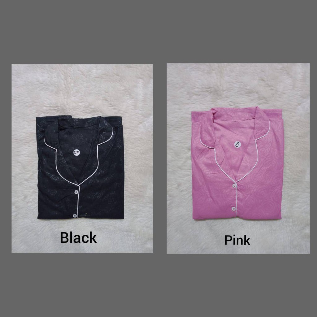 PEPOY SHOP Setelan Piyama Baju Tidur CP Celana Panjang Embos LD 104 Cm All Size-CP ABG BLACK