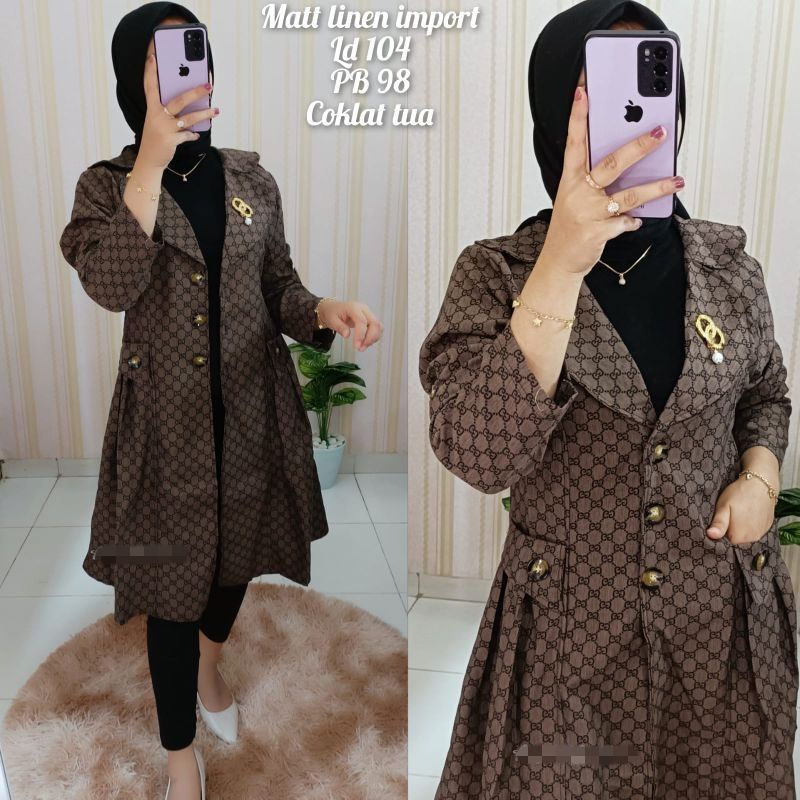 long outer blazer wanita GC Matt linen import