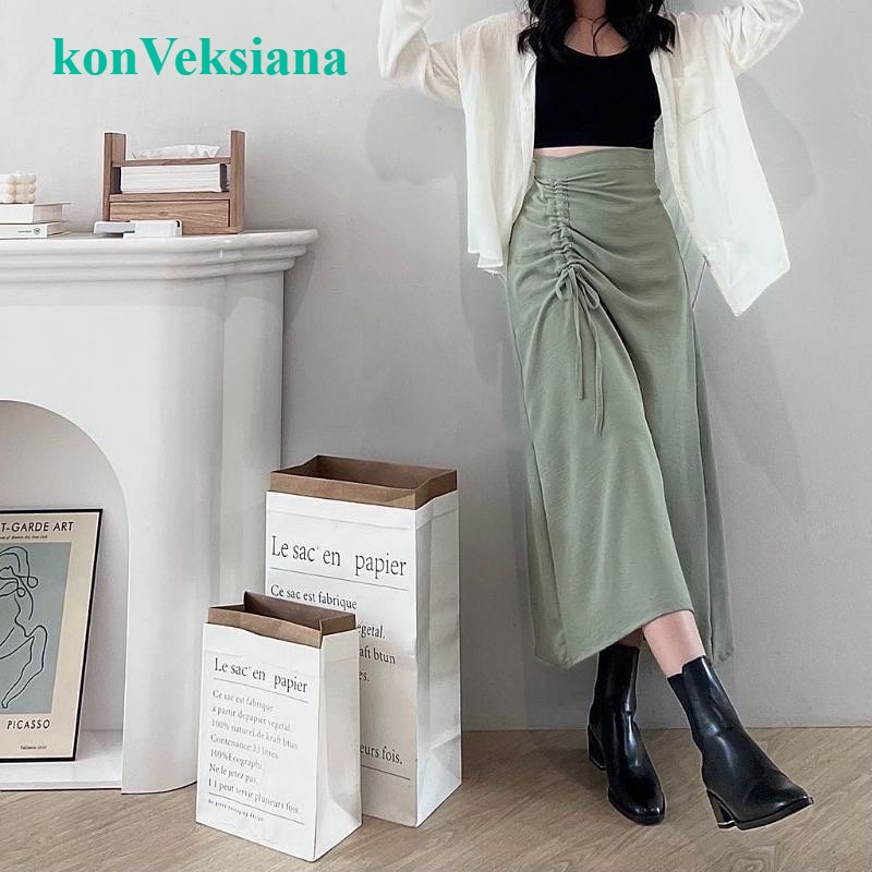 Treeya Korean Skirt / Rok Span Serut Casual