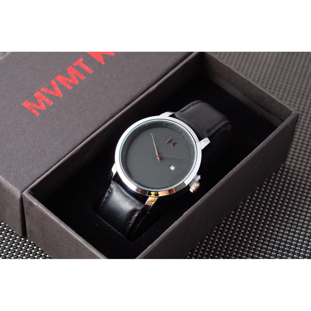 Jam Tangan Pria Wanita Analog MVMT Super Tanggal Tali Kulit Fullset