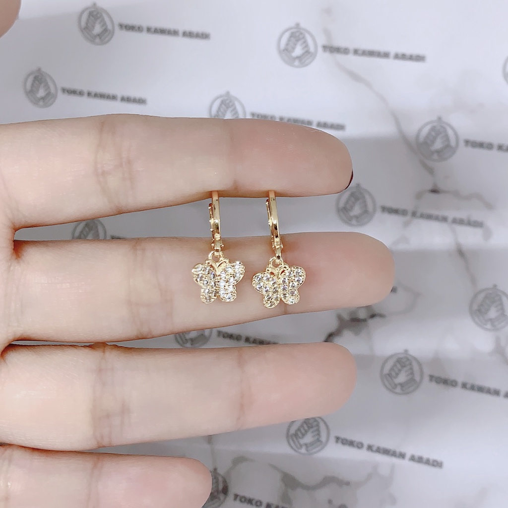 Anting Xuping Gold Perhiasan Fashion Wanita Model Tusuk Permata Bulat Merah *53