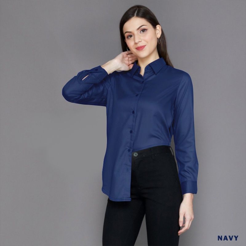 KEMEJA POLOS TANGAN SKODER | BAJU KANTOR PUTIH HITAM | KEMEJA FORMAL| ATASAN WANITA LENGAN PANJANG-3