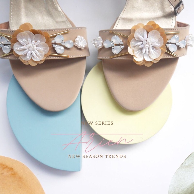 Udelevalda - Heels Payet Beige Coklat Wedding Heels Nude size 35-42