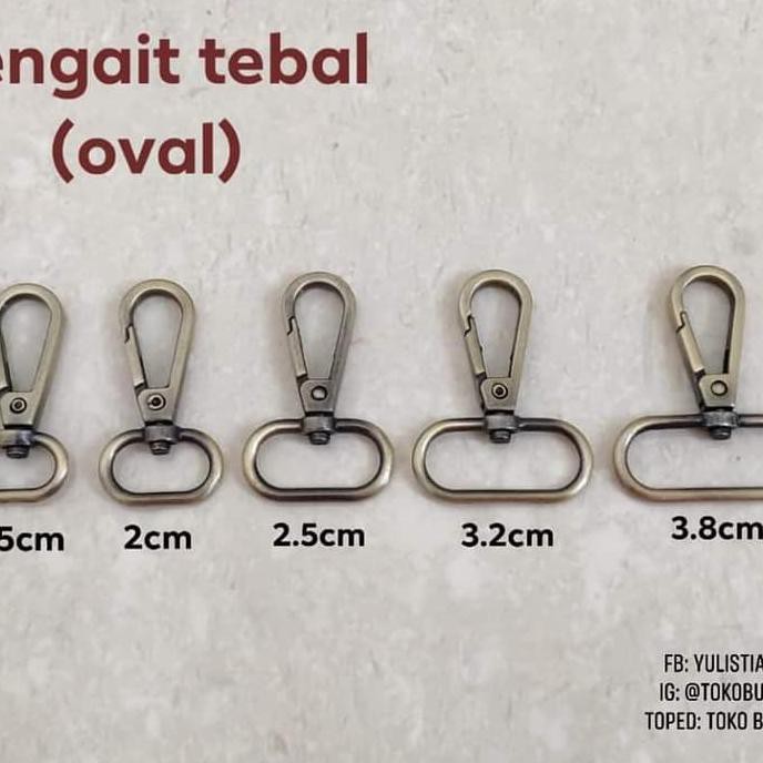 

pengait tas oval 1,5cm tebal (per lusin) TERMURAH