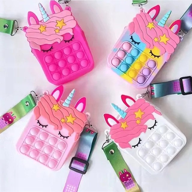 Tas Pop It Anak Unicorn PopIt Handbag Tas Dompet Anak Unik Imut 0728