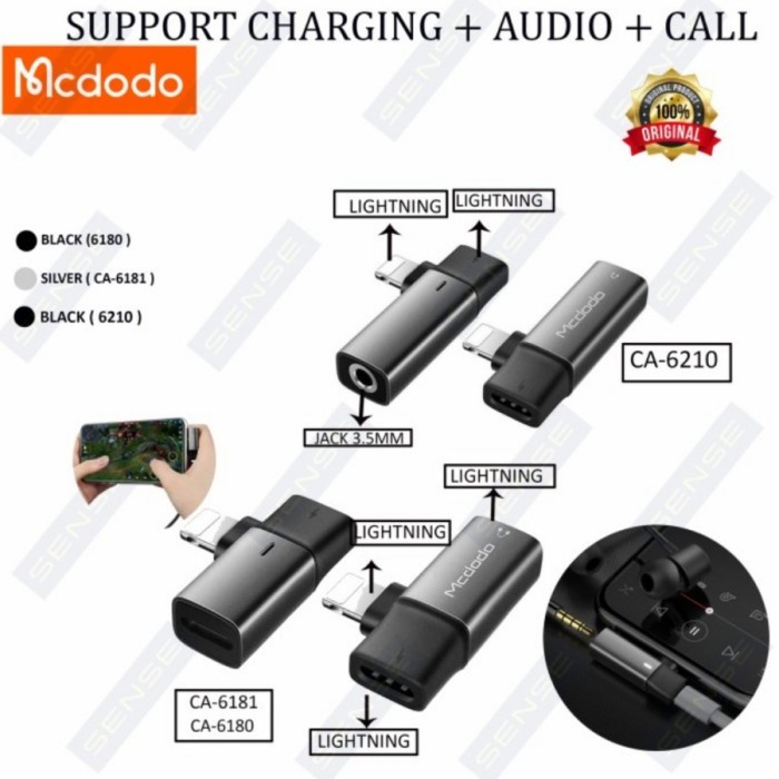 Mcdodo Dual Lightning Audio Adaptor Ca 6180