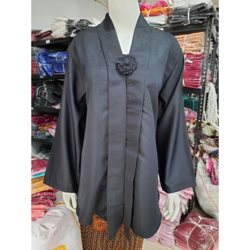 (P110/120) Kebaya Floy JUMBO - SUPER JUMBO lengan PANJANG hijab KeroncongBusana-Hitam