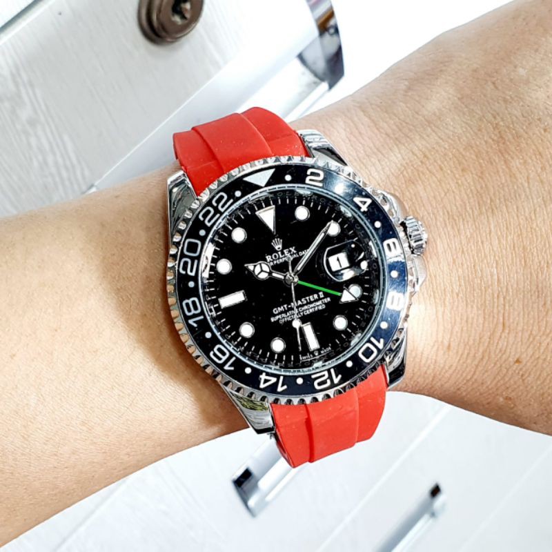 JAM TANGAN ROLEX GMT-MASTER DATE RUBBER SEMI SUPER