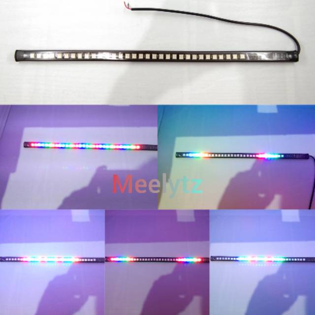 Lampu LED strip fleksibel strobo welcome 32cm banyak mode pelangi