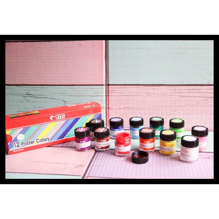 NEW CAT POSTER (POSTER COLOR) TITI SET 12 WARNA 10ML PERALATAN MELUKIS TERMURAH DAN TERBARU