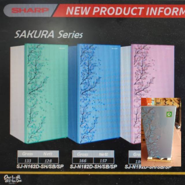 Kulkas Sharp SJN-192D SH/B/P 1pintu kirea 3 type sakura will cirebon kota