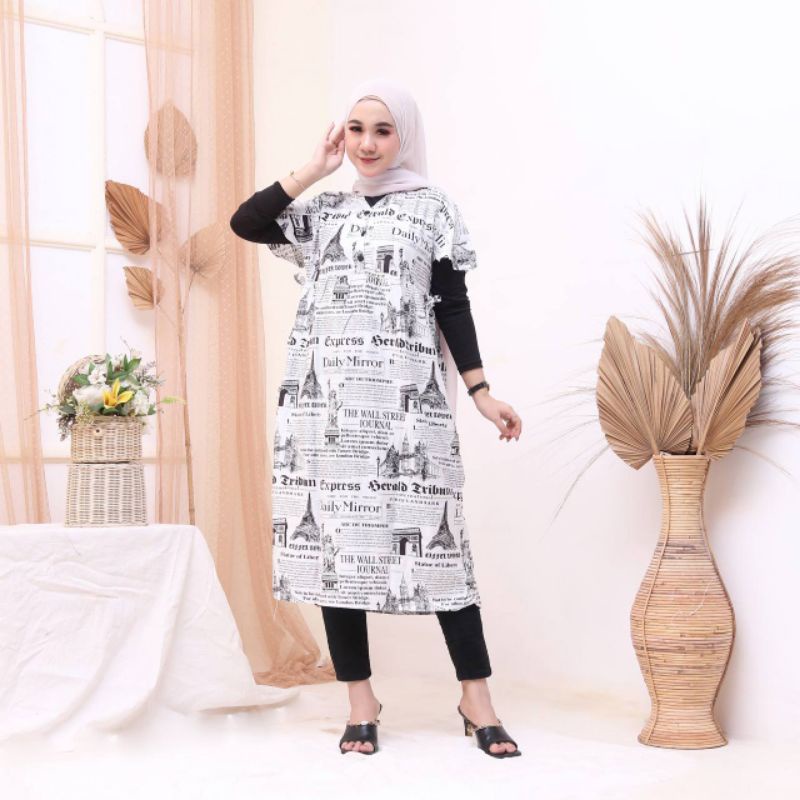 Daster Chibi Koran Rayon Premium Busui Lengan Pendek Dress Perempuan Kekinian