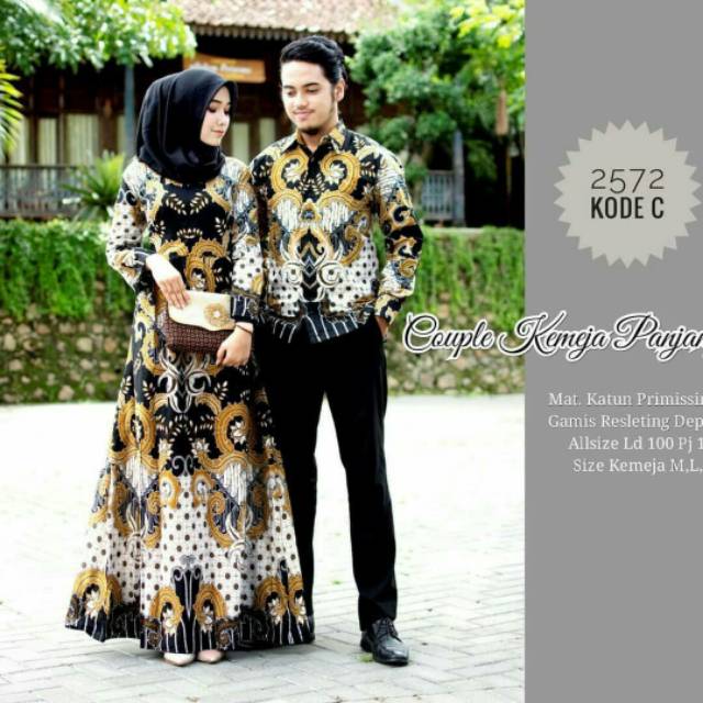 2572 Batik Couple Gamis Kemeja Panjang Batik Sarimbit Seragam Pesta Kondangan Tunangan Lamaran Shopee Indonesia