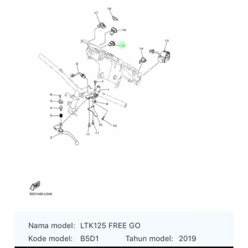 SAKLAR TOMBOL STATER STARTER FREEGO FREE GO GEAR 125 ASLI ORI YAMAHA B5D H279A 00