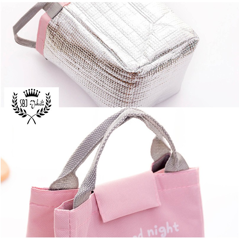 Lunch bag Tas bekal Insulated lunch bag seri HAPPY LIFE UKURAN BESAR