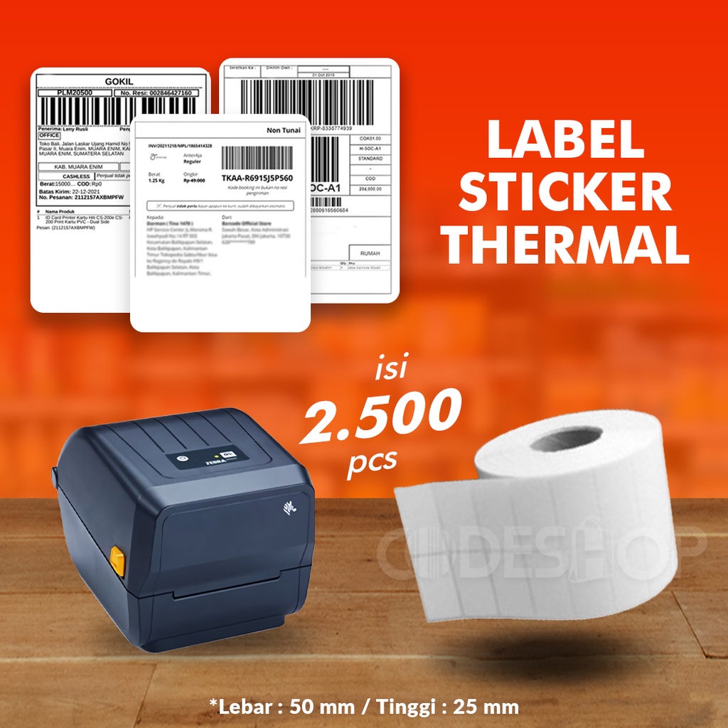 Label Barcode 50x25mm 2 Line Stiker Semicoated 50 x 25