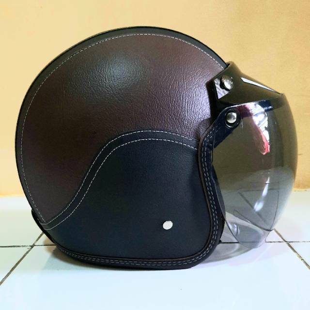 Helm BOGO Dewasa Retro Klasik Full Kulit Berkualitas