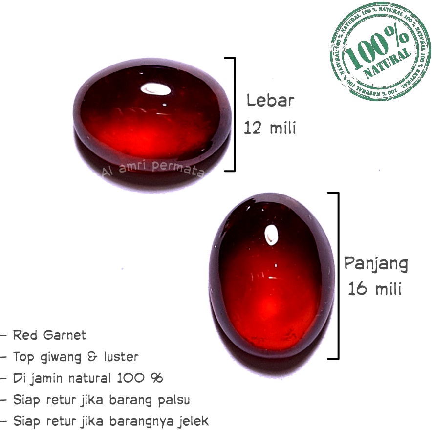 Batu Natural Red Garnet Top Giwang Natural Hessonite Garnet Asli / Batu akik / Batu alam