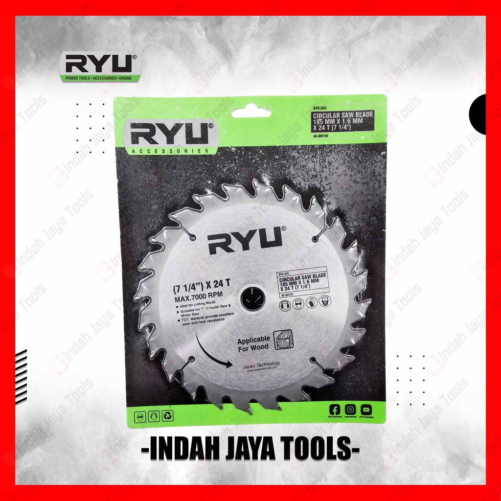 RYU 7 X 24T Circular Saw Blade - Mata Pisau Potong Gergaji Kayu Wood