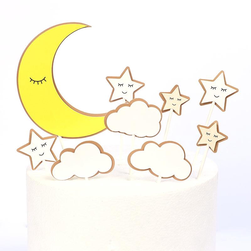 9pcs Hiasan Topper Kue Dengan Bentuk Bintang Bulan Bintang Untuk Cupcake Shopee Indonesia