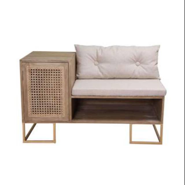 Homidea Coleton Bench Seat With Wicker Cane Door Storage Shopee Indonesia