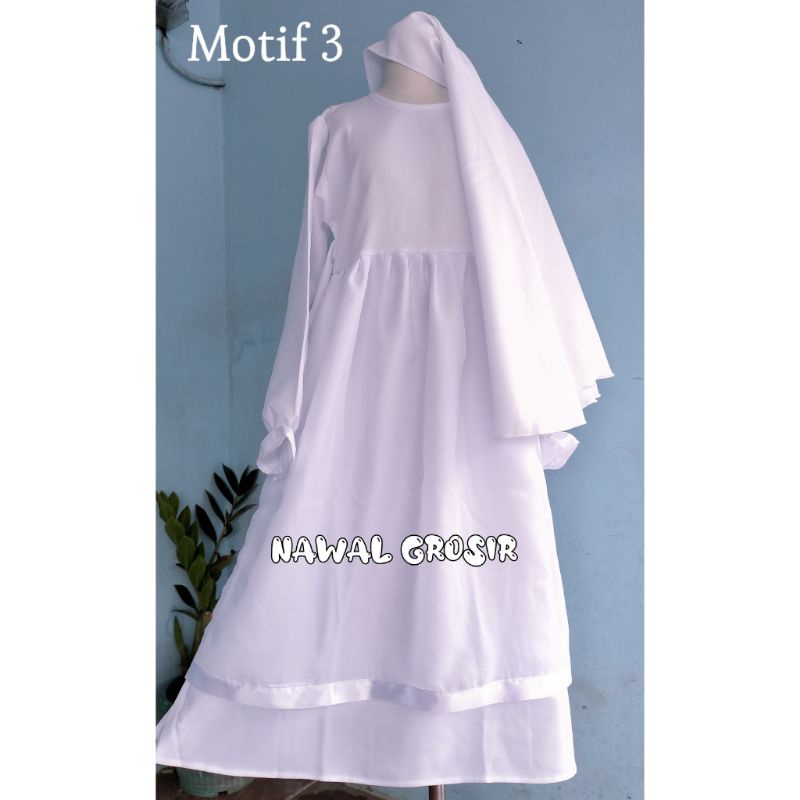 Gamis putih anak putri/set gamis putih anak perempuan/gamis anak putih