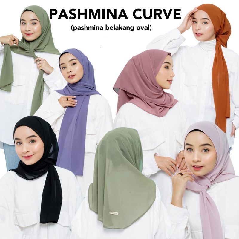 Pashmina Curve / Pashmina Oval Bahan Ceruty Babydol