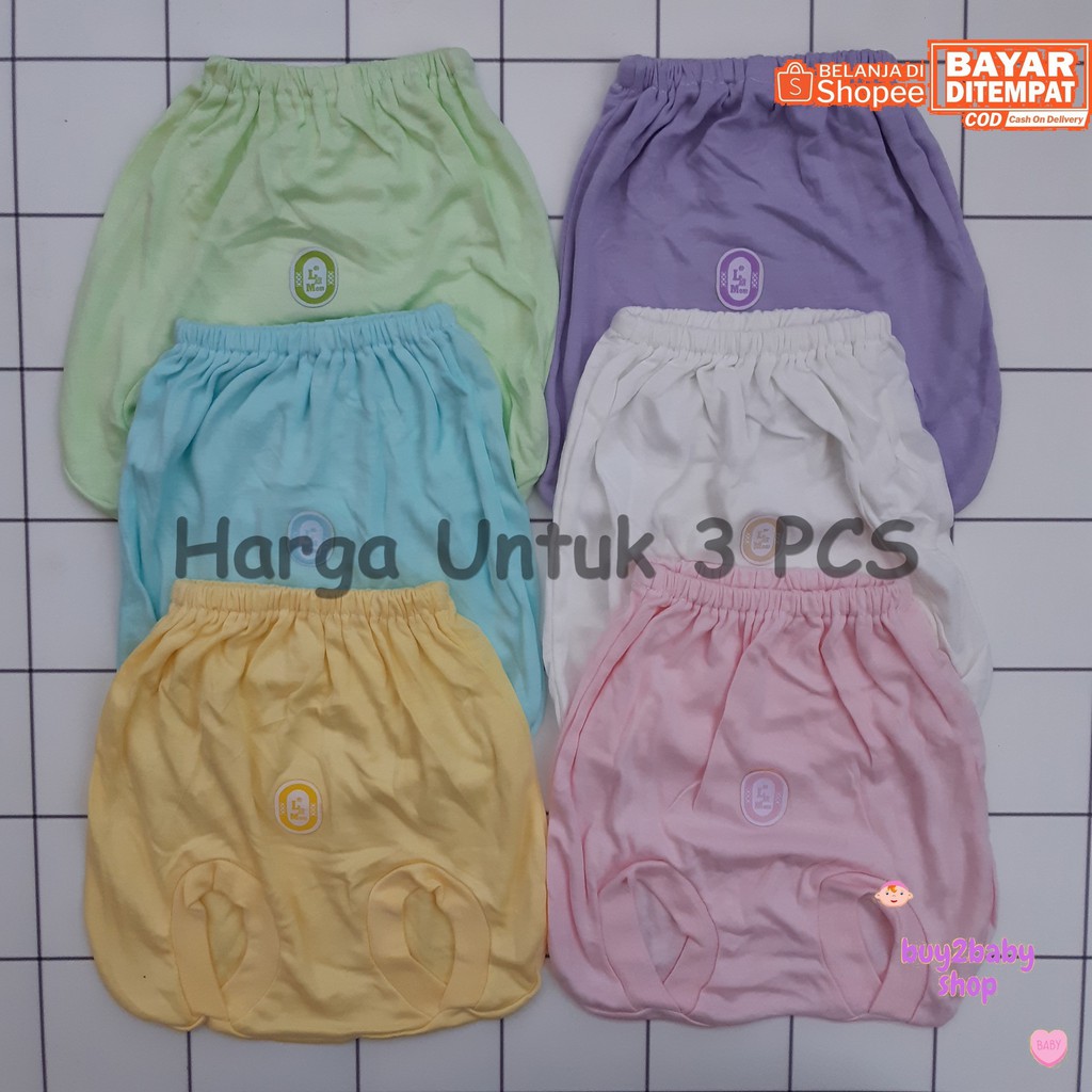 Celana pendek bayi model POP warna polos L N Mom 6-12 Bulan 3 PCS