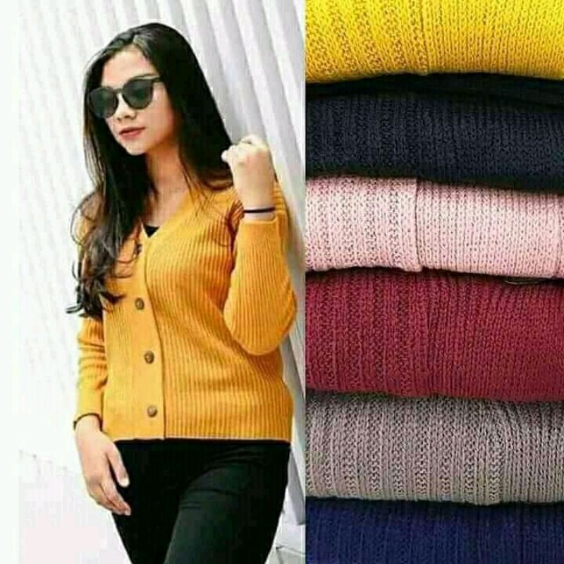 rajut crop kancing batok