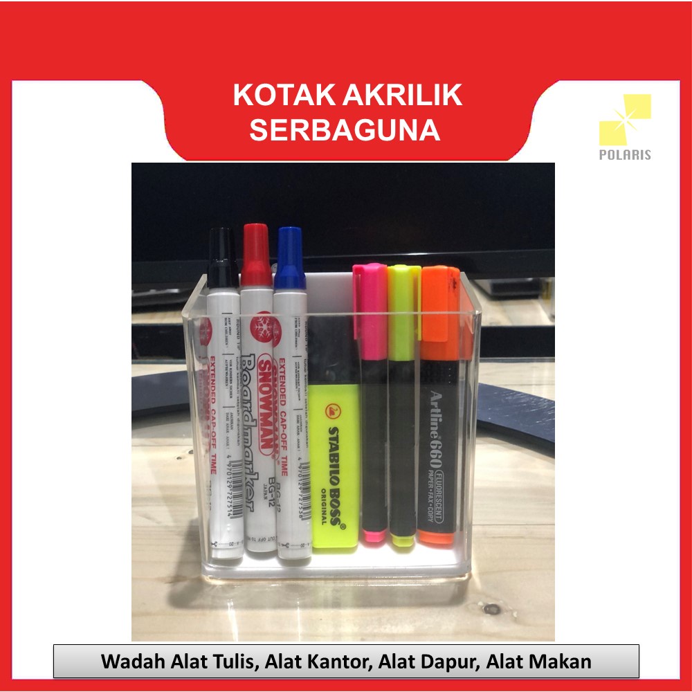 KOTAK AKRILIK-BOX AKRILIK-BOX ACRYLIC SERBAGUNA-KOTAK ALAT TULIS-WADAH ALAT KANTOR-WADAH ALAT DAPUR-WADAH ALAT MAKAN 126512