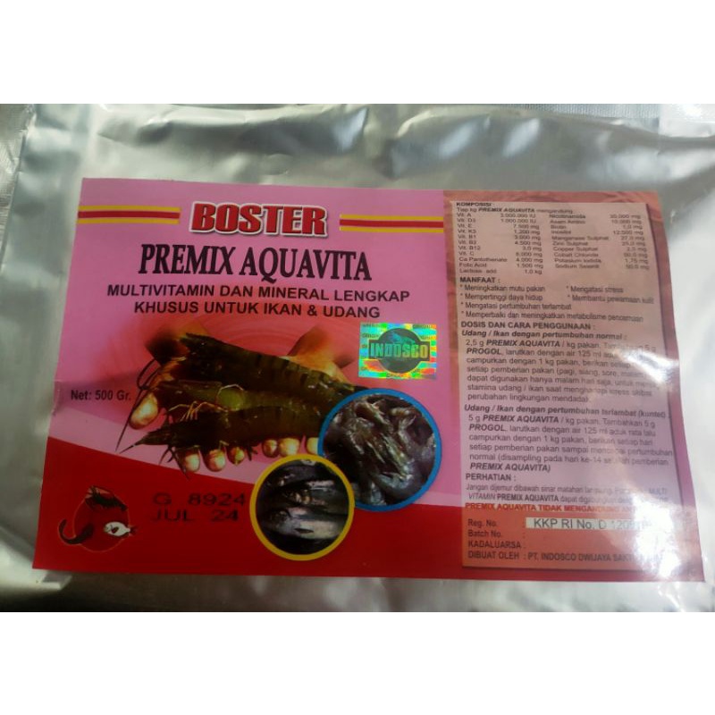 Boster-premix aquavita 500 gram multivitamin dan mineral udang ikan