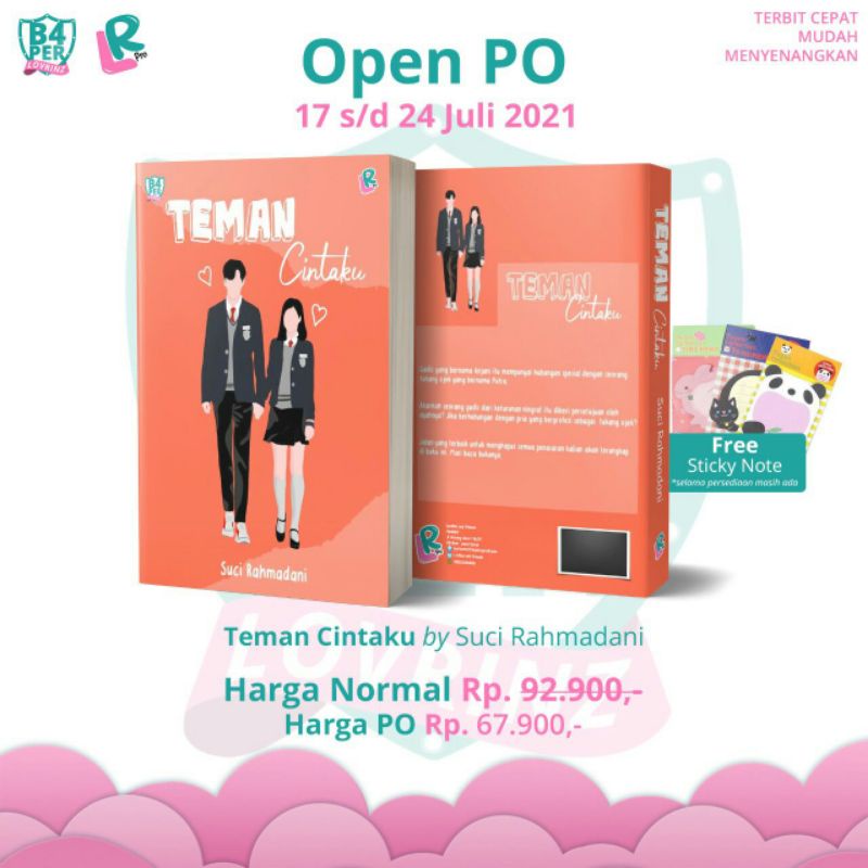 Buku Novel Teman Cintaku by Suci Rahmadani - Novel Original free Sticky Note - Penerbit LovRinz