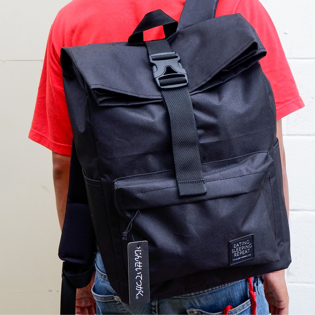 Tas Punggung Roltop Backpack Warna Hitam