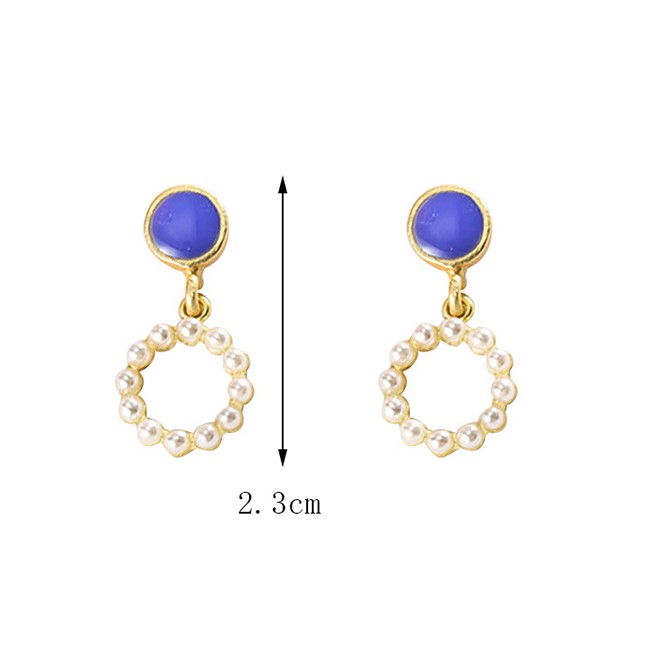 LRC Anting Tusuk Fashion Pearl Round Earrings F65343