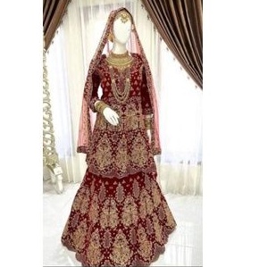 Lehenga Bridal India Baju Pengantin India babydoll terbaru siap pakai