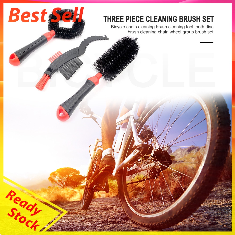 3pcs Bike Motorcycle Chain Cleaner Tire Wheel Brushes Cleaning Tool Sets