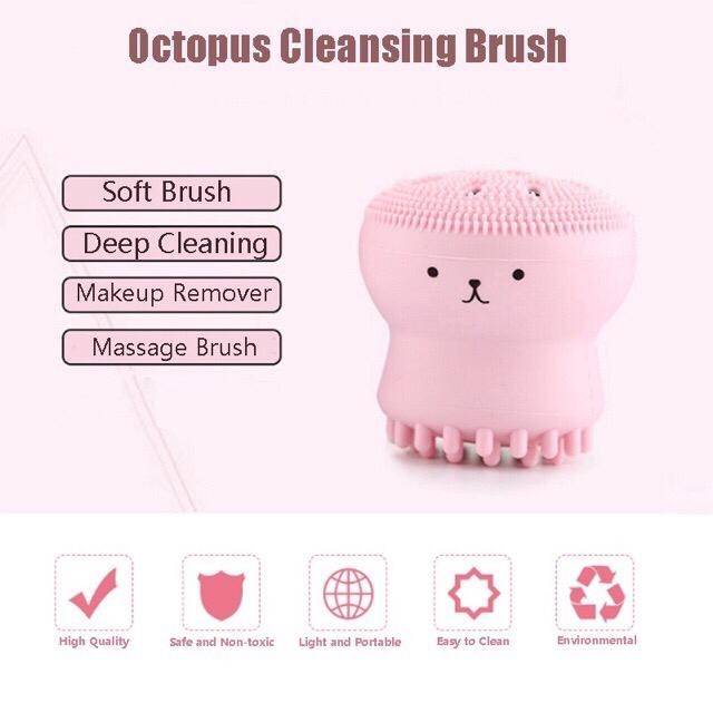 Sikat Pembersih Wajah Brush Cleaner Cleansing Facial Brush With Silikon Bentuk Gurita