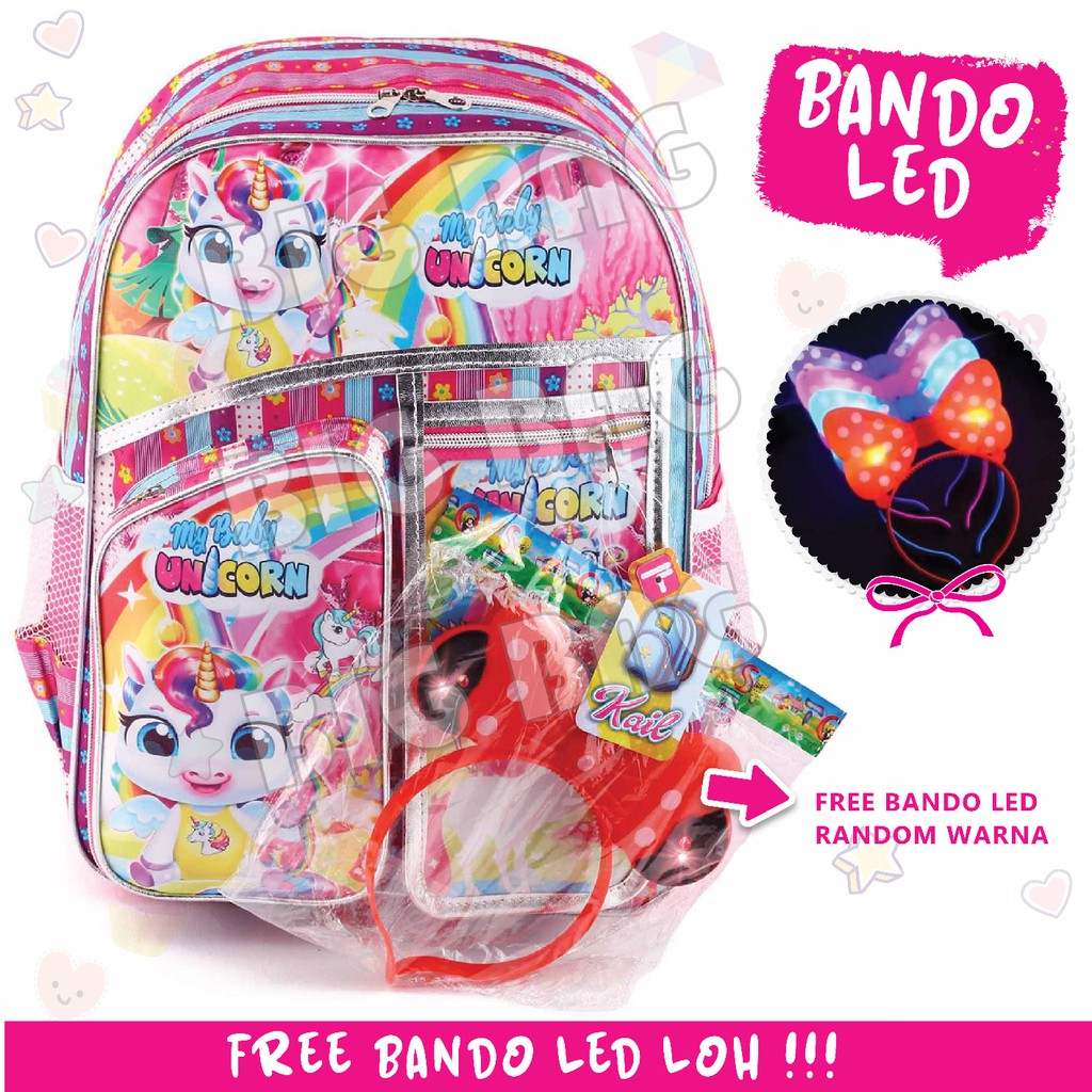 PTS - RANSEL GO GIRLS - CUTE BACKPACK + FREE BANDO LED NYALA - School Bag Tas Sekolah Anak - Tas Anak