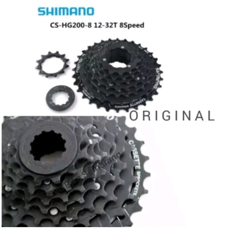 Sprocket Shimano CS-HG200 8 Speed 12 T - 32 T . Gear Gir Sprockets Cassette 8sp Gir Belakang Sepeda Asli Shimano Bisa Tourney acera Altus Alivio Asalkan 8 speed