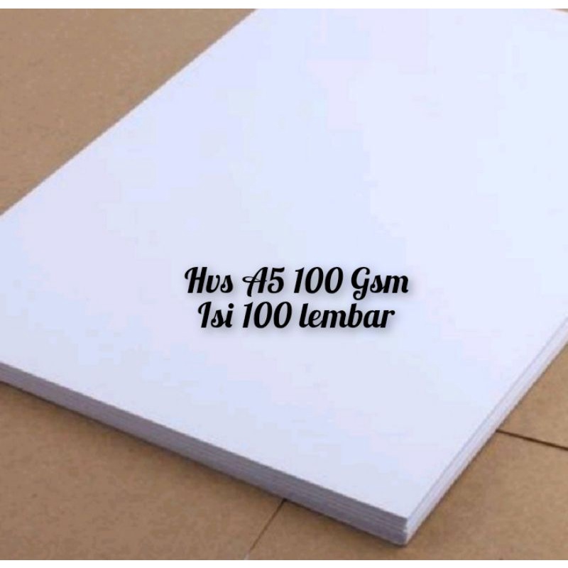 

Isi 100 lembar kertas hvs A5 100 gsm