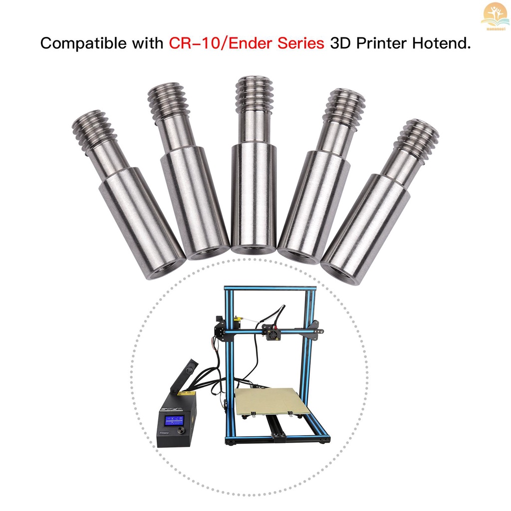 5pcs All-Metal Heatbreak Throat MK8 Extruder Throat Tube M6 Screw 26mm Length Compatible with CR-10/Ender Series 3D Printer Hotend