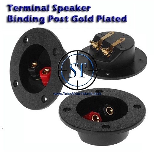 BA-137D Terminal Box Speaker Plastik Hitam Bulat Gold Plate Connector Binding Post With Banana Bulat Merah Hitam