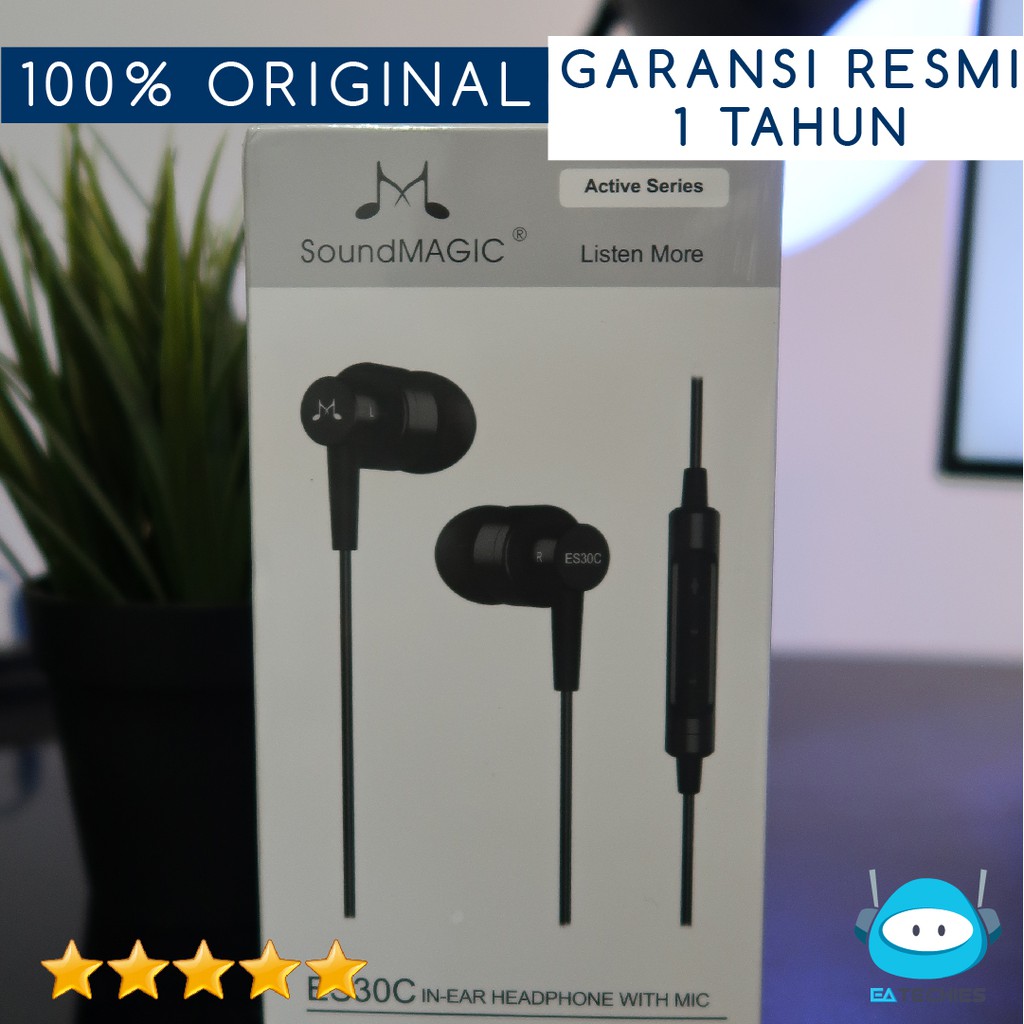 SoundMAGIC ES30C In Ear Headphone Handsfree Microphone Earphone with Mic Headset Earbuds In-Ear Earpiece Stereo Earphones Garansi Resmi 1 Tahun