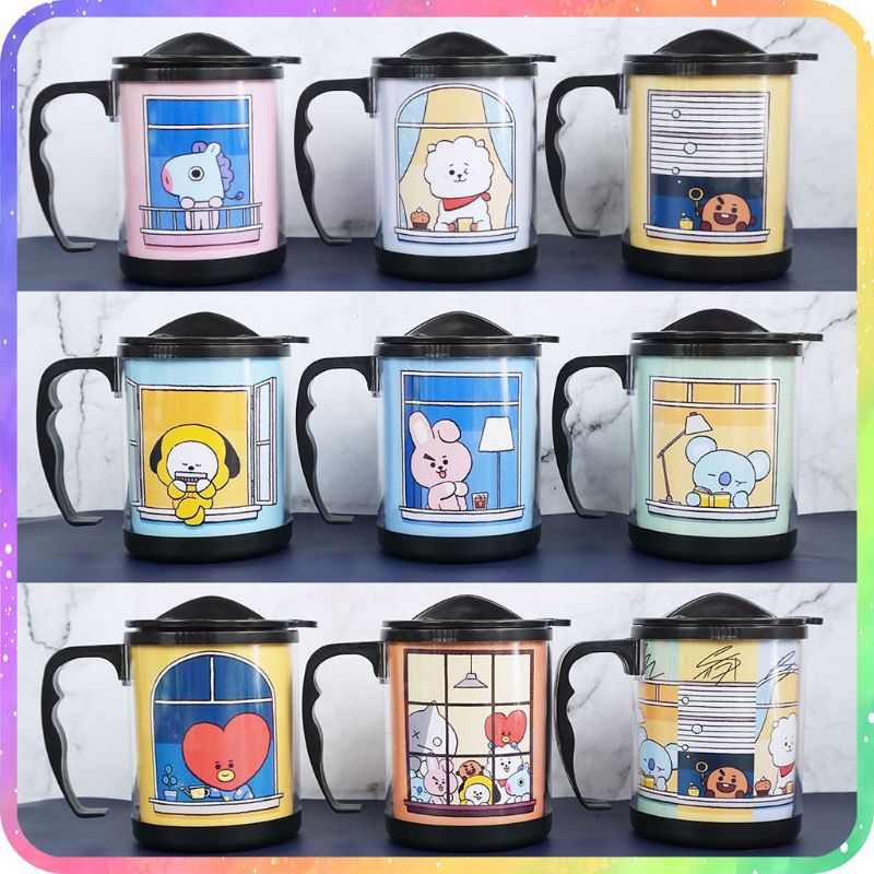 ASTONE KadoTumbler Ulang Tahun Custom Gelas BT21 Window  Merchandise KPOP BTS Mug Souvenir Unofficia