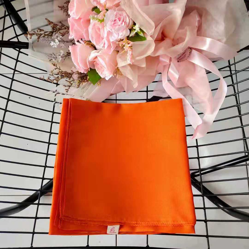 Murah Meichen Kerudung Hijab Paris Polos Segi Empat Jilbab Daily Basic Premium-Jingga Bata