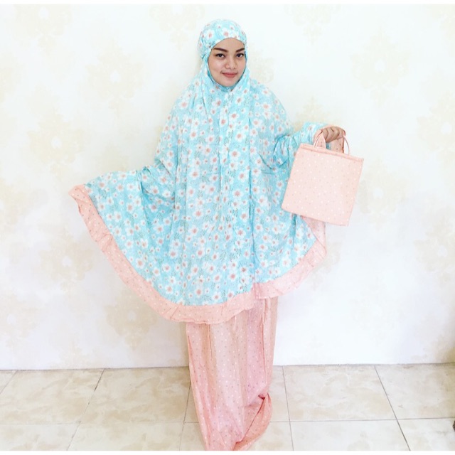 MUKENA BUNGA MUKENA SANTUNG RAYON SUTERA KATUN JEPANG MUKENA COUPLE GROSIR IBU ANAK MURAH