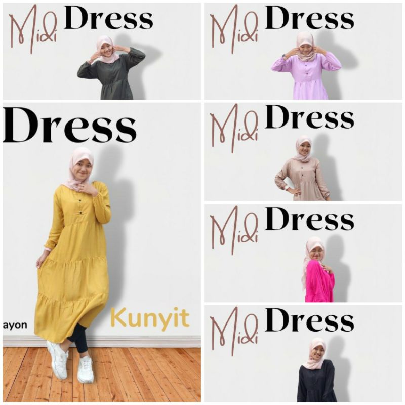 Midi Dress Katun Rayon Premium