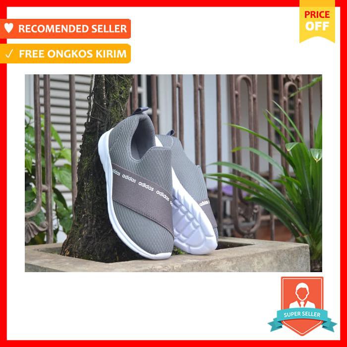 Sepatu Adidas Cloudfoam Slip On Sneakers Wanita Sepatu Santai Navy, 36